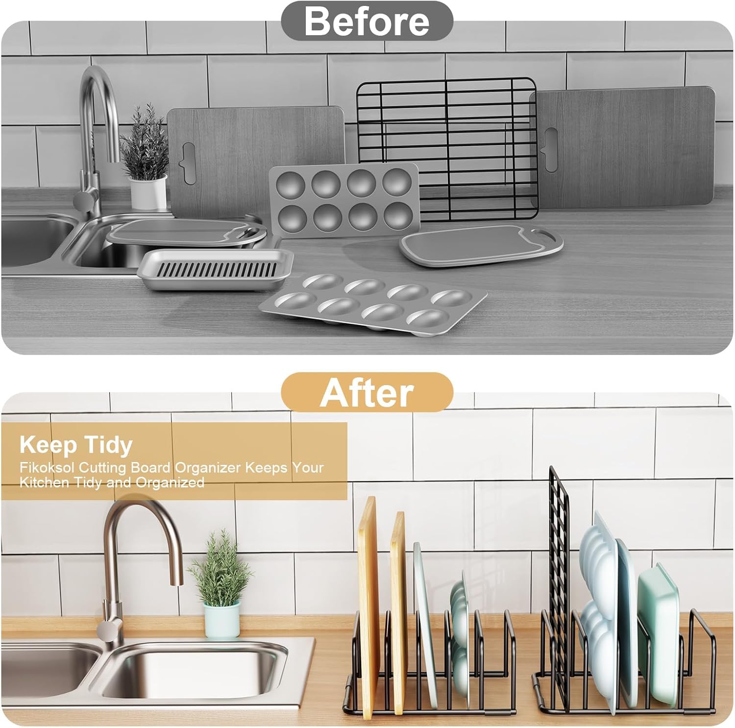 Thumbnail 4 de Fikoksol Cutting Board Organizer and Baking Sheet Rack (2-Pack)