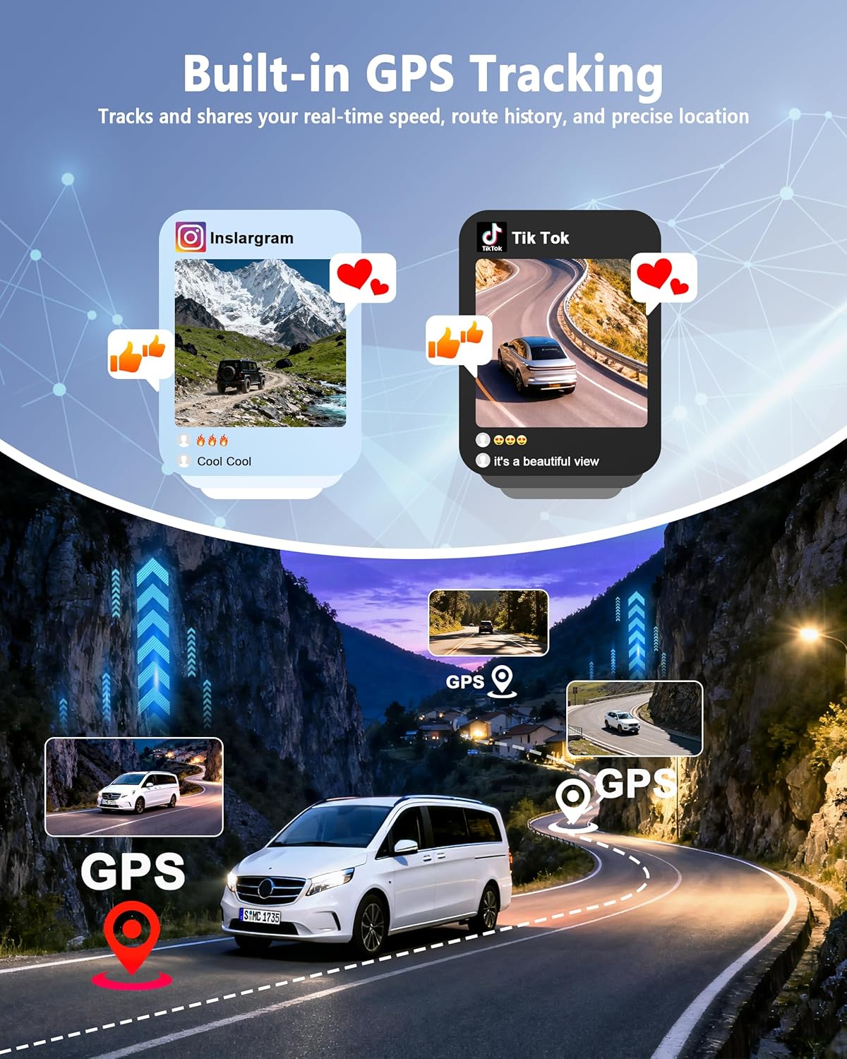 Thumbnail 6 de FAIMEE 4K+2K+2K 3-Channel Dash Cam (Front + Inside + Rear) with 128GB Card, Dual Wi‑Fi, GPS, Night Vision