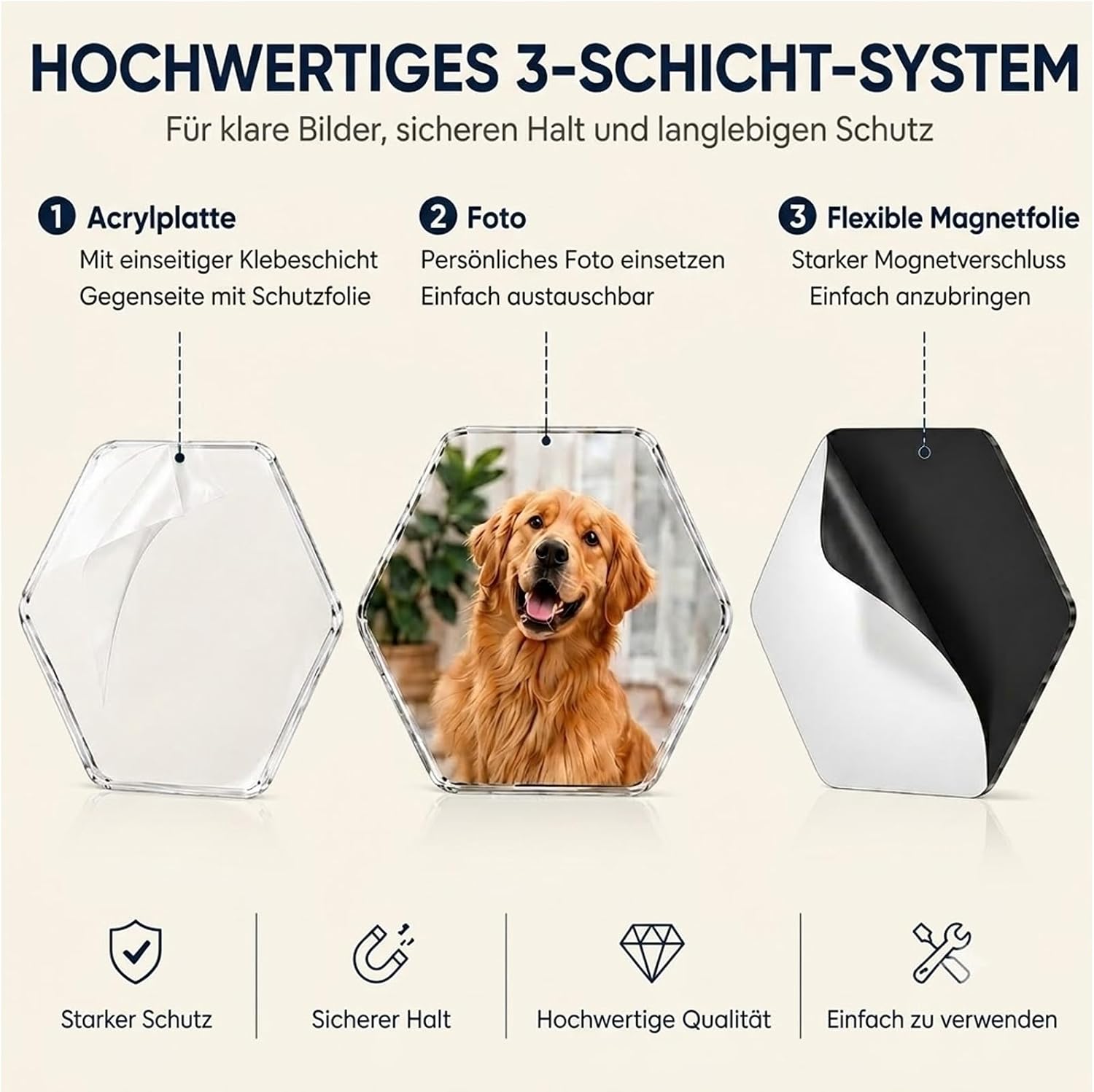 Detalle 2 de CALLYSONIC 1 – transparante acrylmagneten voor zelfmontage, 5 x 5 cm