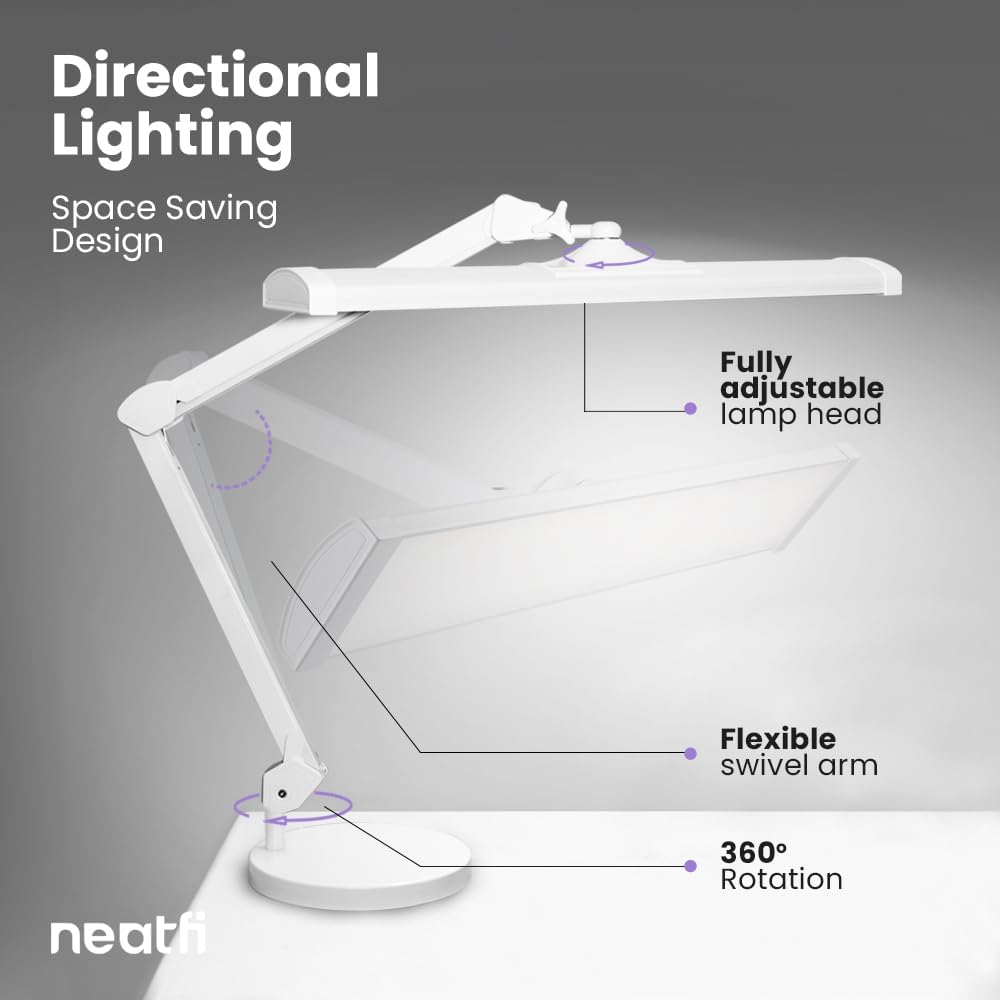 Thumbnail 3 de Neatfi Ultra 3,500 Lumens LED Desk Lamp – 45W, 66cm Wide, Shadow-Free, Non-Flickering Task Light