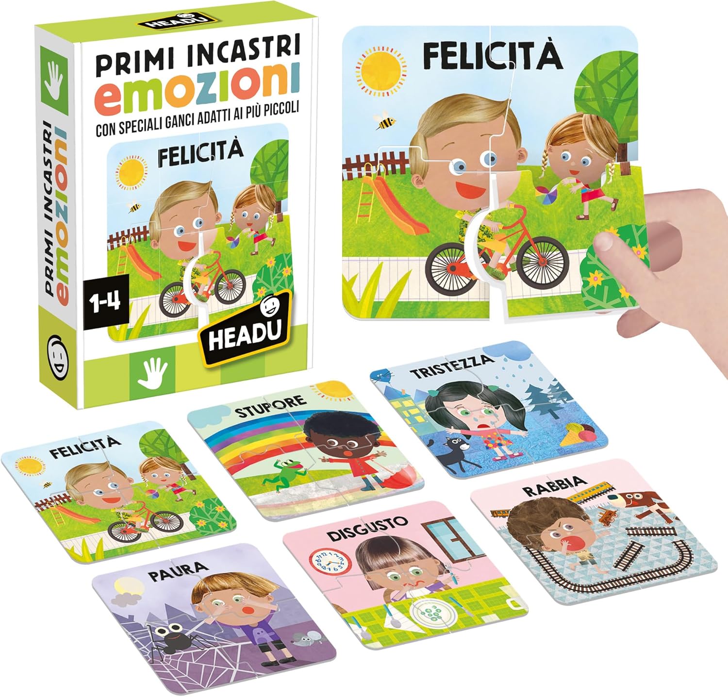 Detalle de Headu - Primi Incastri Emozioni: Manualità e Curiosità per i Piccoli (1–4 anni) – Made in Italy