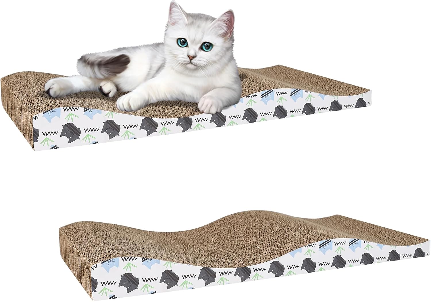 Imagen de OMATSBEH 2 Pack Cat Scratcher Pad & Board – Cardboard Nest & Sleeping Scratcher (Grey) en OfertitasTOP