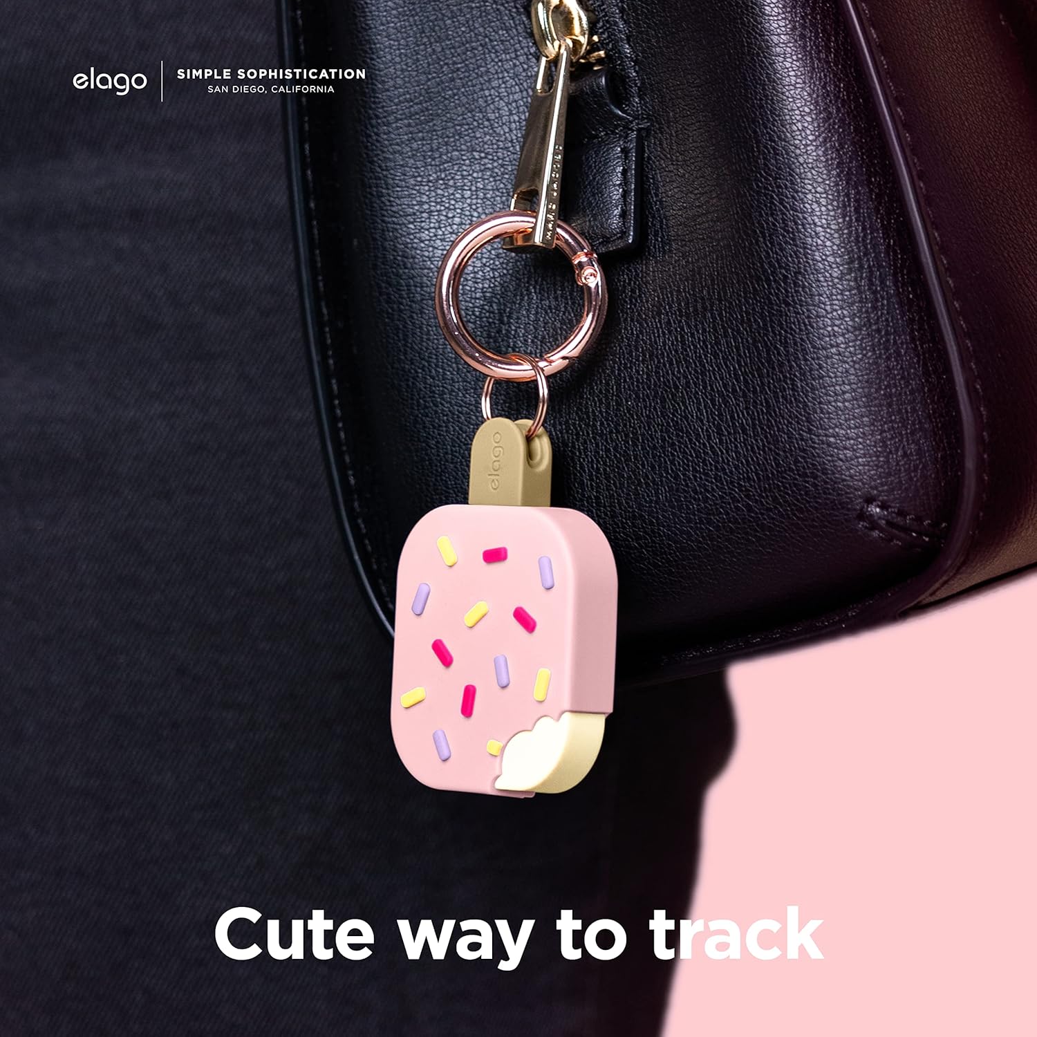 Thumbnail 1 de elago Coque Glace en silicone pour Apple AirTag 2e/1re gén — étui de protection complète (rose)