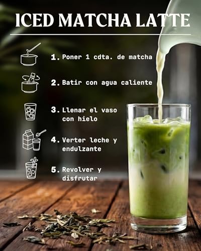 Detalle de NaturaleBio Té Matcha en Polvo Orgánico 100 g – Grado Premium (Uji, Japón) para beber, postres y batidos