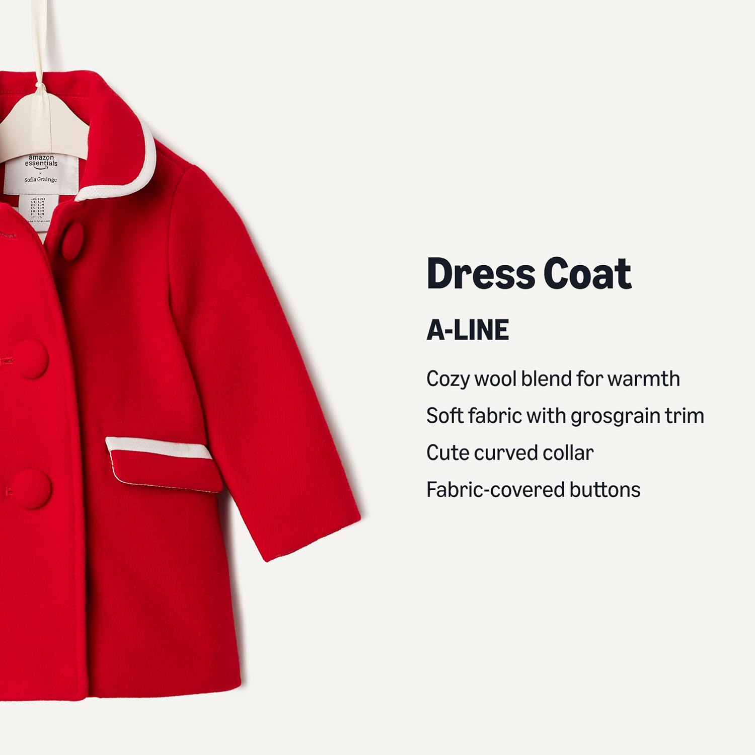 Detalle 2 de Amazon Essentials x Sofia Grainge Toddlers and Baby Girls' Wool Blend Dress Coat