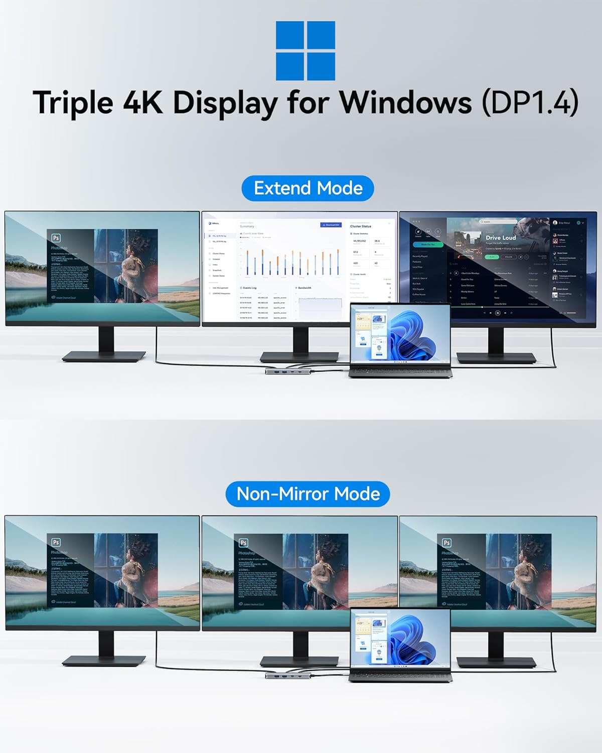 Thumbnail 3 de USB-C Docking Station Dual Monitor 8 in 1
