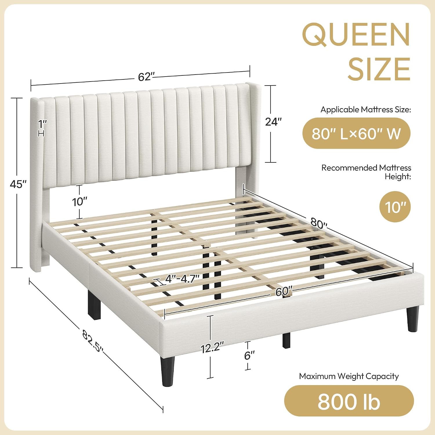 Detalle 2 de Yaheetech Queen Bed Frame