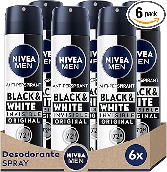 Detalle de NIVEA MEN Black & White Invisible Spray 💪 Pack 6 (6x100ml)