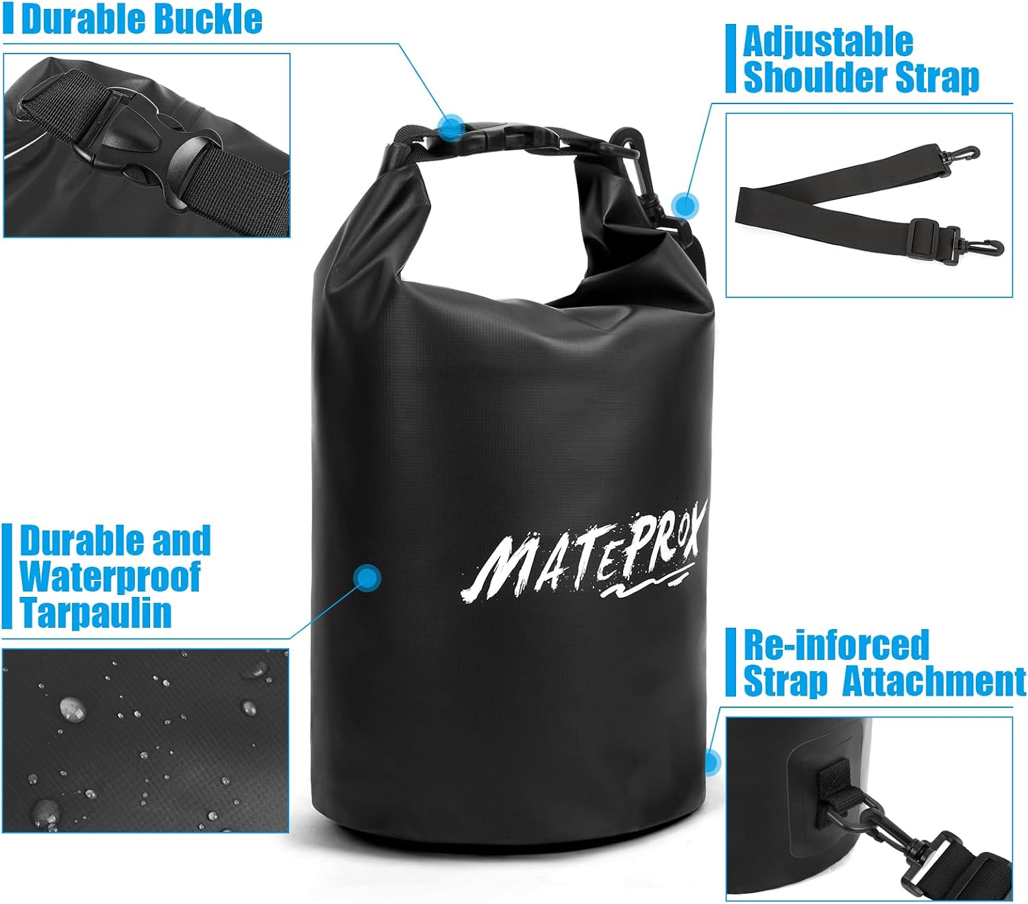 Thumbnail 1 de MATEPROX Waterproof Dry Bag Roll Top 5L, 10L or 20L with Waterproof Phone Pouch (Floating Dry Sack)