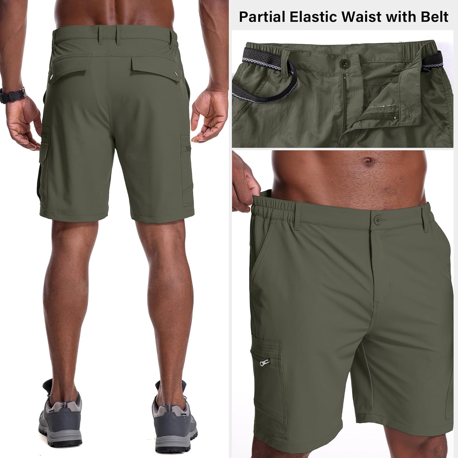 Thumbnail 1 de Jessie Kidden Mens Outdoor Casual Expandable Waist Lightweight Water Resistant Quick Dry Fishing & Hiking Shorts