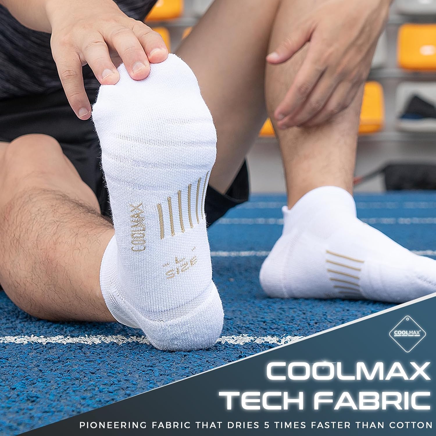 Thumbnail 1 de Coolmax Anti-Blister Cushioned Running Socks with Ankle Compression (3 Pairs) for Women and Men