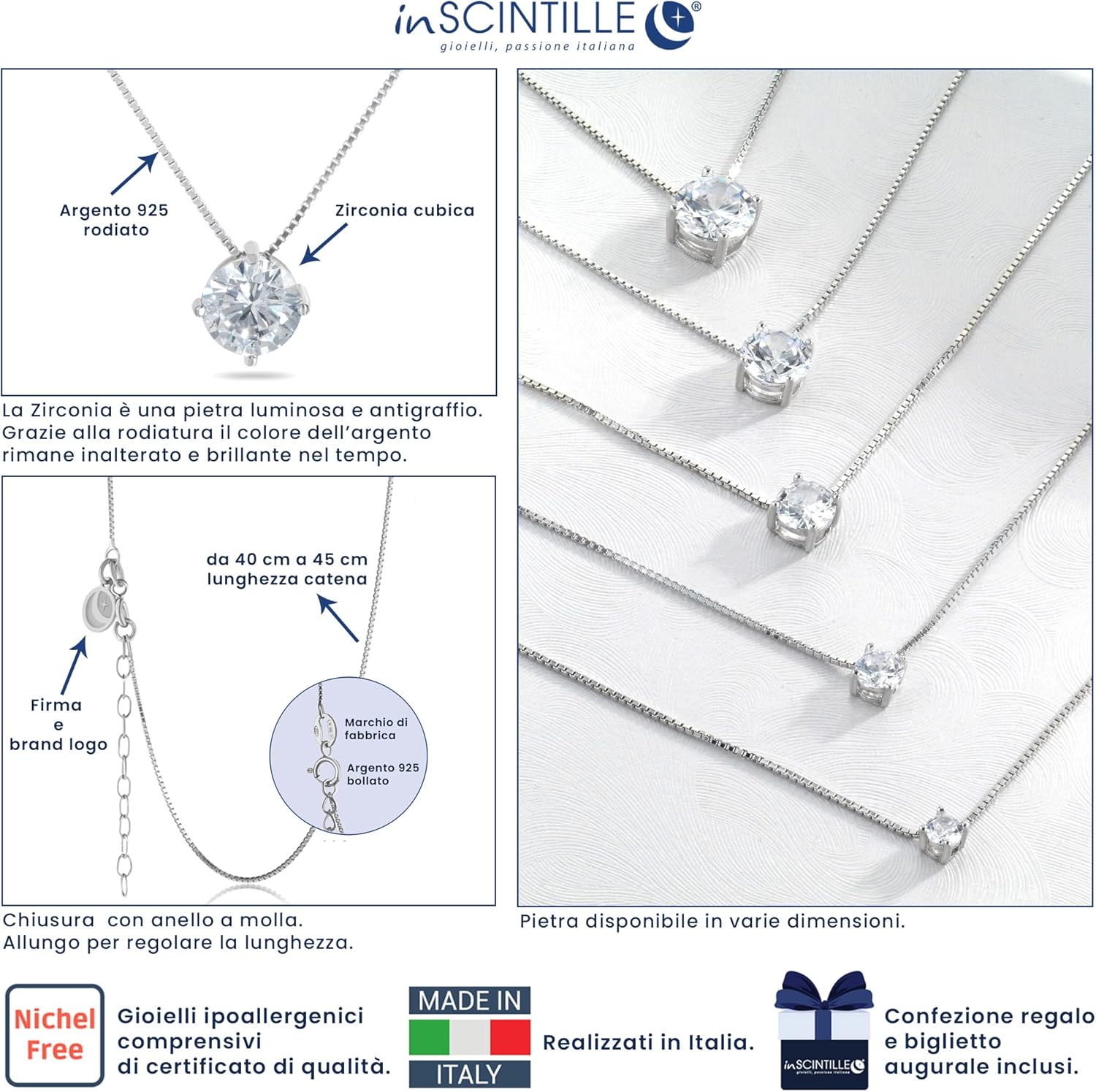 Detalle 2 de Collana da Donna inArgento 925 Punto Luce con Zirconia Cubica di inSCINTILLE