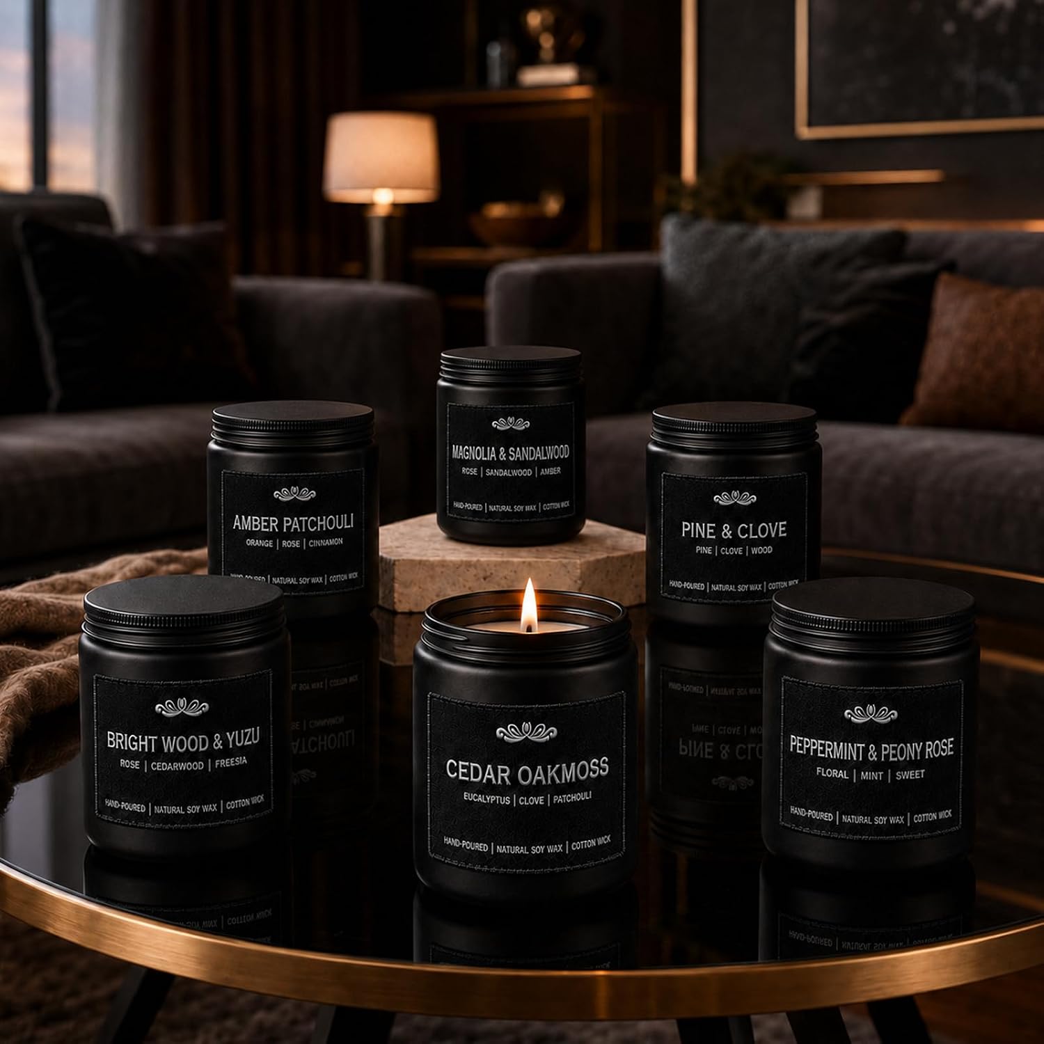 Detalle de 6 Pack Candles for Home: Scented Aromatherapy Gift Set for Men