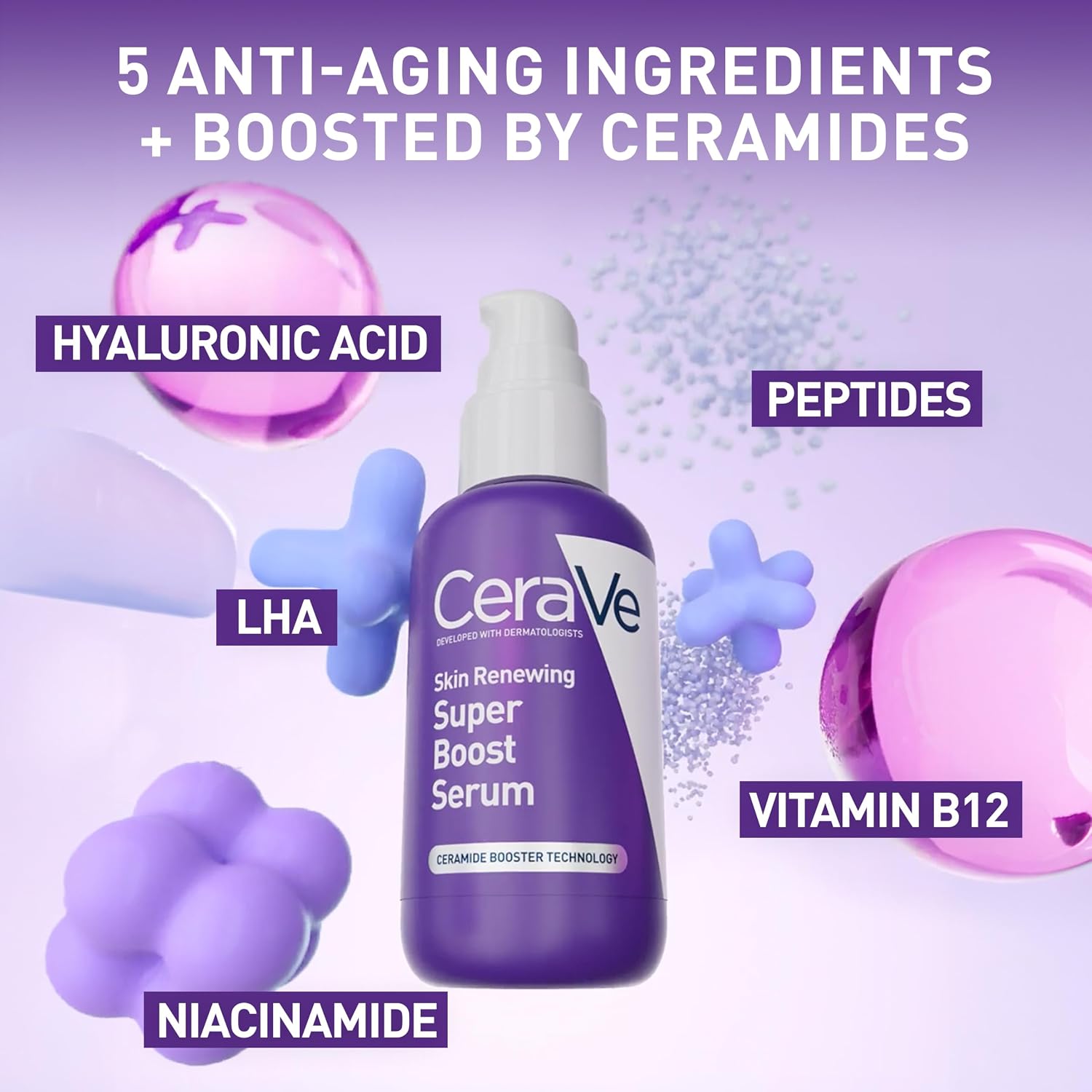 Detalle de CeraVe Super Boost Anti-Aging Serum with Peptides, Hyaluronic Acid & Ceramides