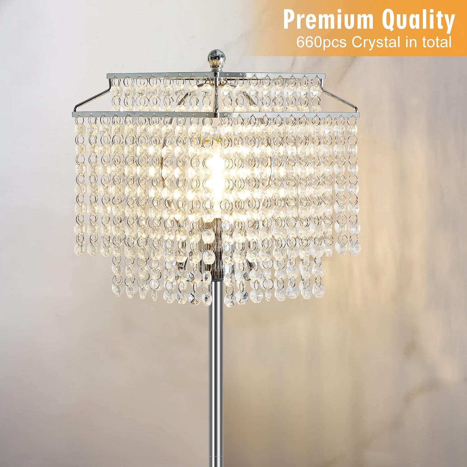Thumbnail 1 de Luvkczc T00067 Crystal Floor Lamp, Silver Crystal Shade, 8W LED