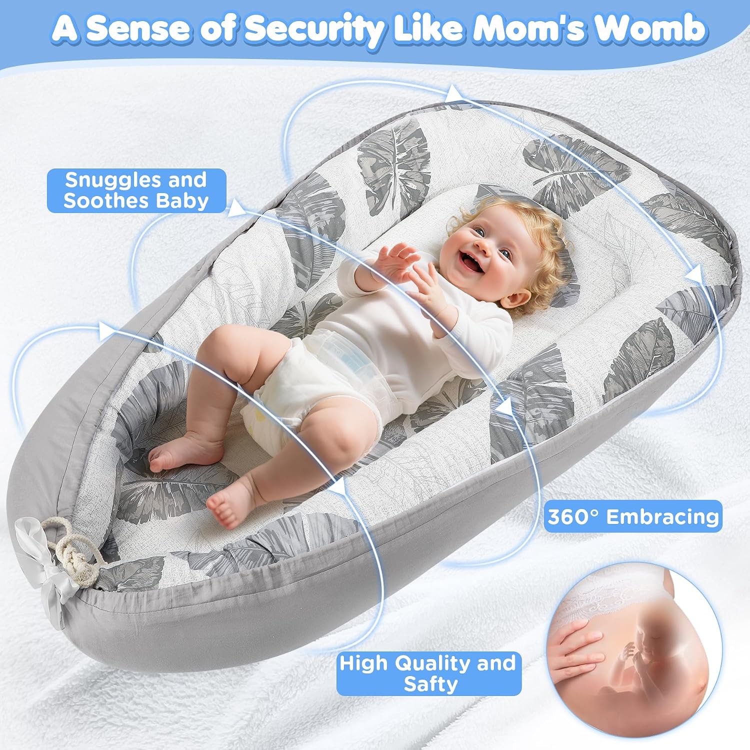 Detalle 2 de URMYWO Babynest 90x50 cm Kokon für Neugeborene