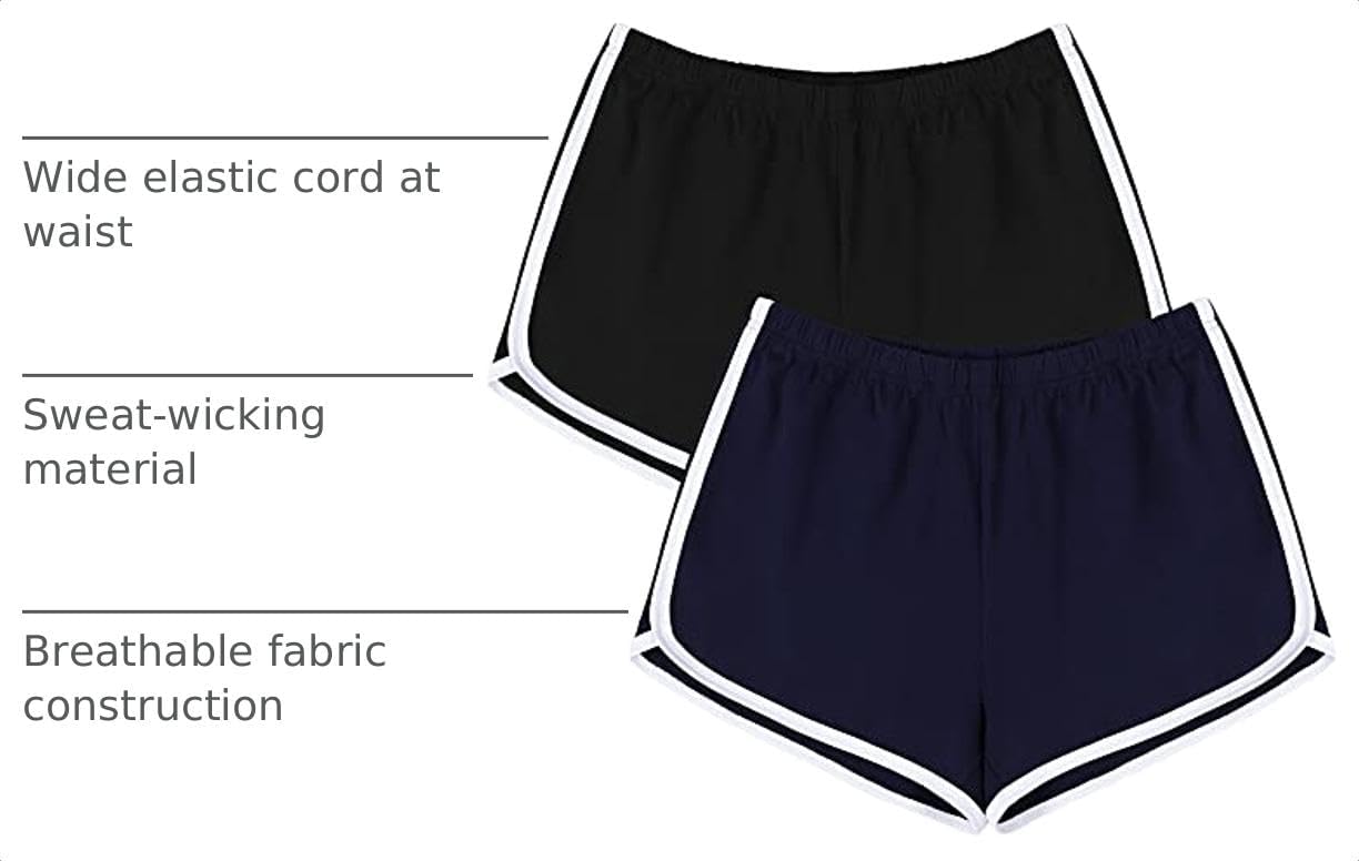 Thumbnail 3 de URATOT Women’s Cotton Gym & Yoga Elastic Shorts (Pack of 2)
