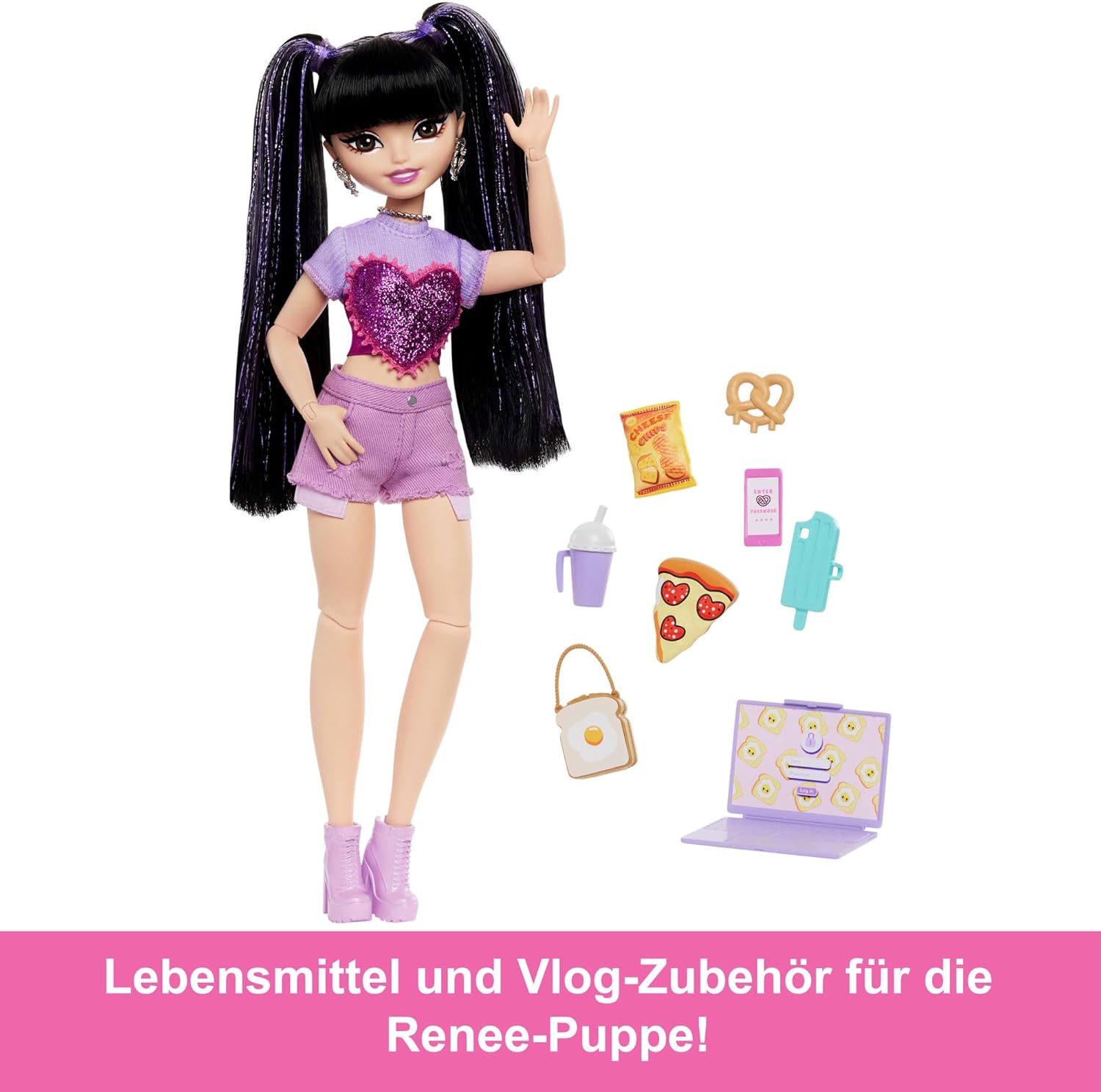 Thumbnail 2 de Barbie Dream Besties Renee Modepuppe mit langem schwarzem Haar & 11 Accessoires (HYC24)