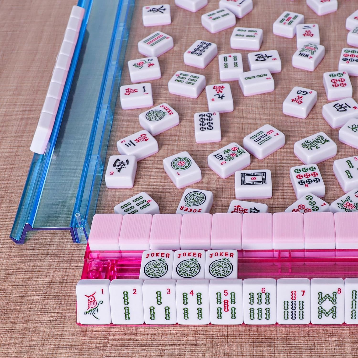 Detalle 2 de TIASUSAN American Mahjong Game Set with 166 Pink Tiles and Complete Accessories