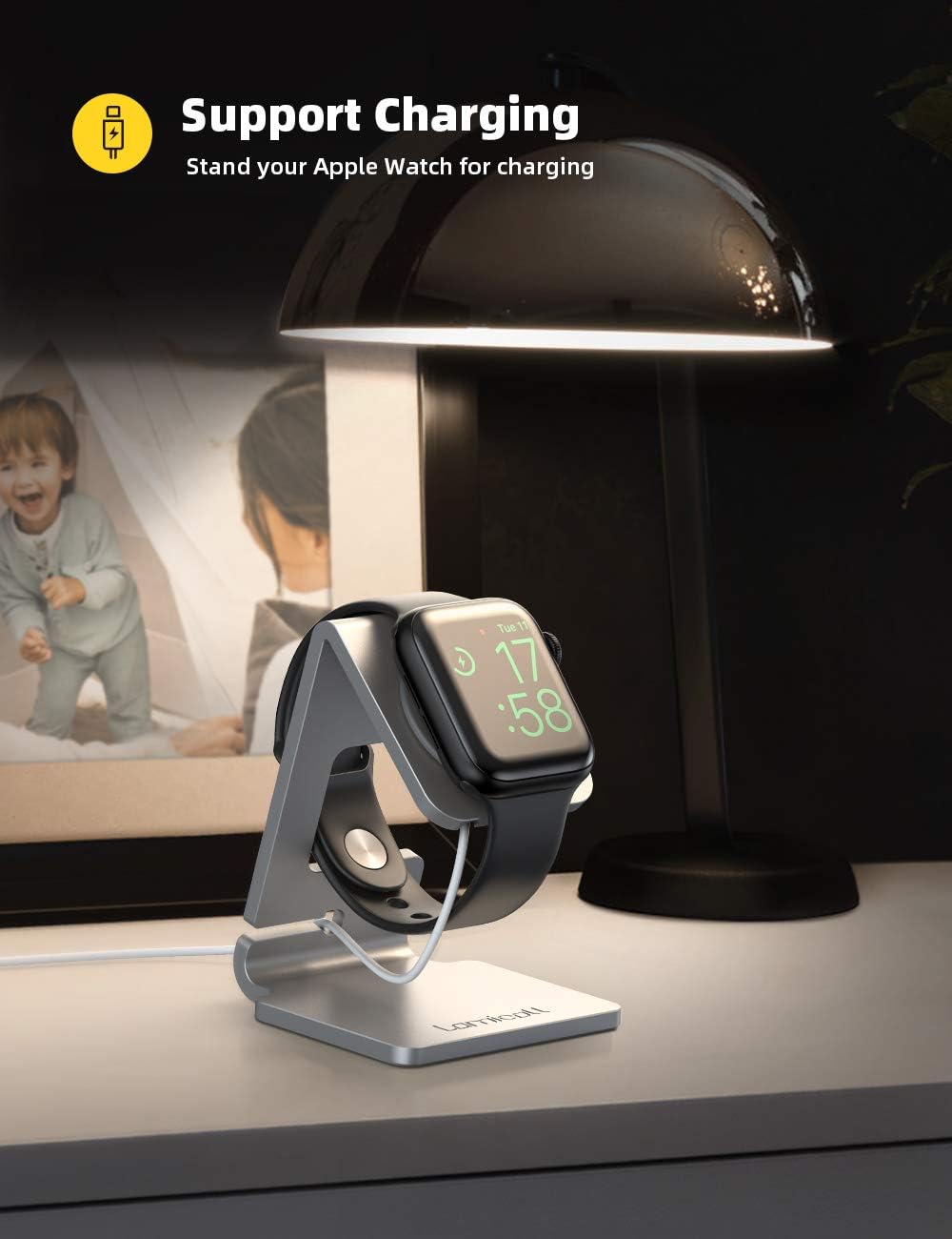 Detalle 2 de Lamicall Stand for Apple Watch – Desk iWatch Stand Holder Charging Dock (Silver)