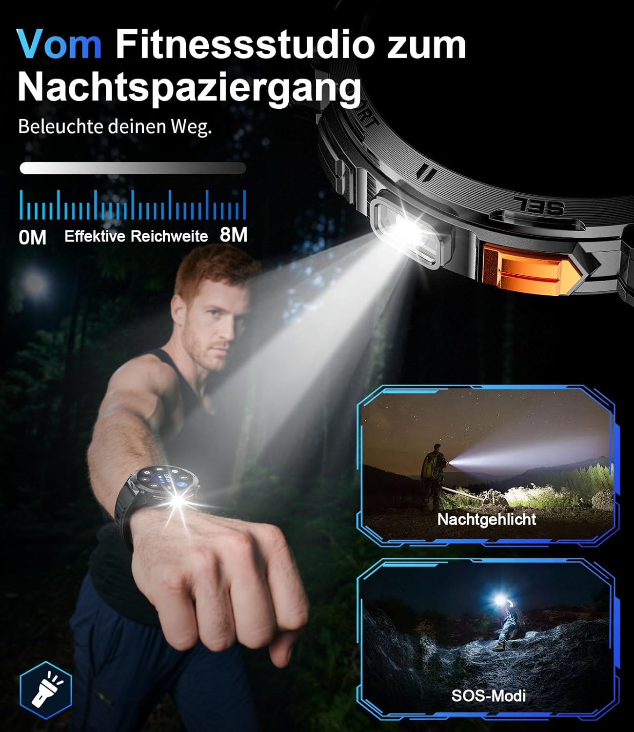 Thumbnail 6 de Montre Connectée Homme BENYAR SMART avec Torche LED et Écran AMOLED 1,62