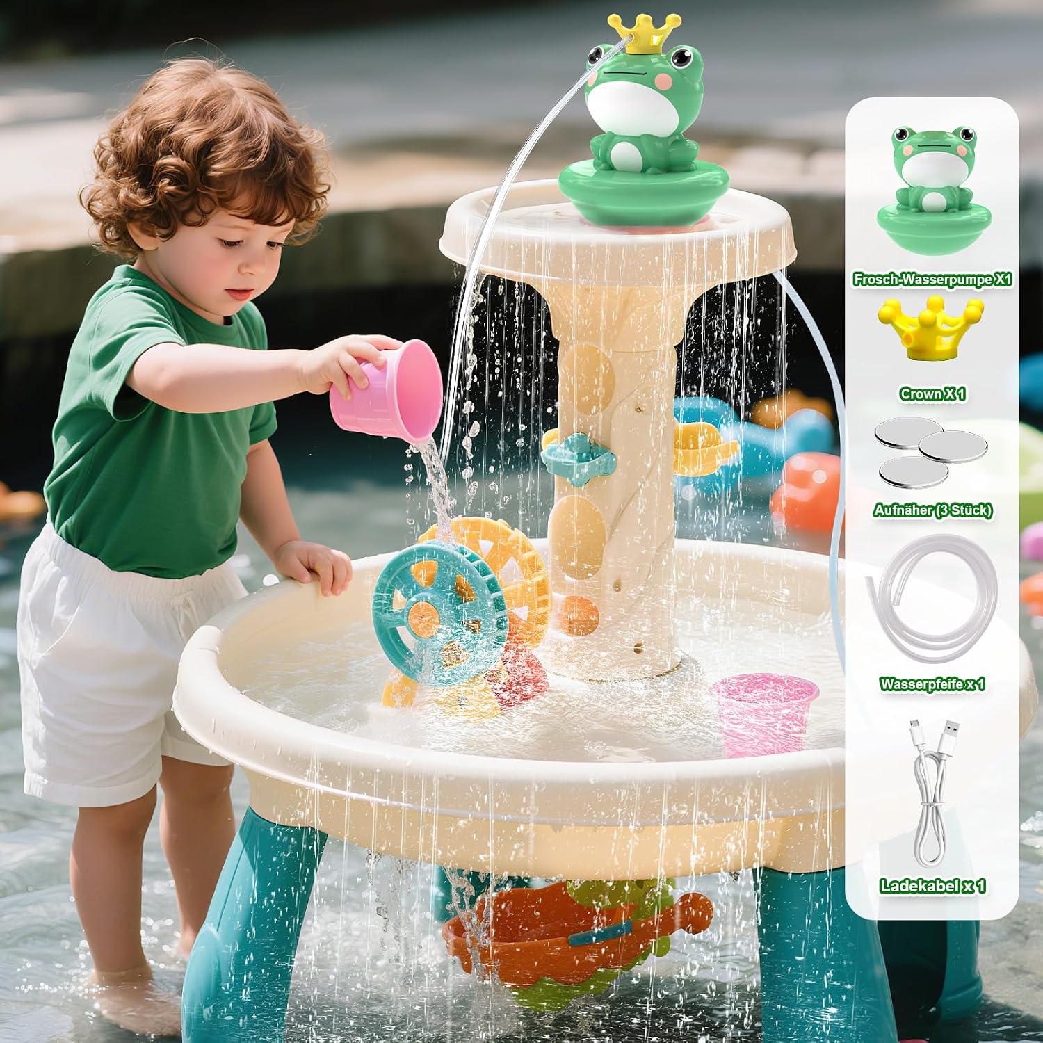 Detalle 2 de weirtoya Wasserpumpe für Wasserspieltisch Kleinkinder – kabellose 3,7-V Spielpumpe mit Magnetmontage