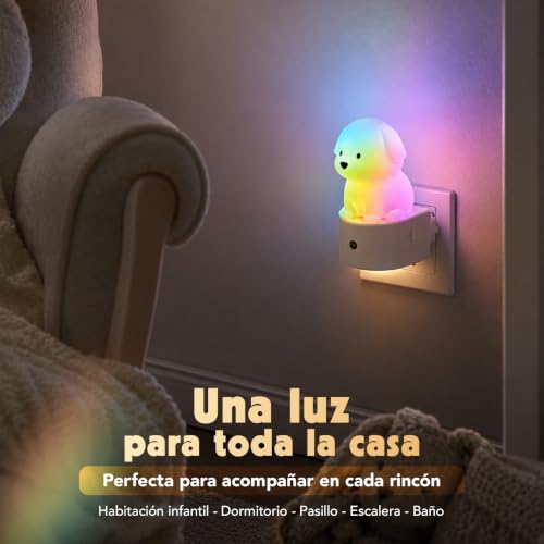 Thumbnail 6 de AMHÖ Luz Nocturna Infantil con Enchufe Perro 3D: lunares colores suaves para dormir sin sobresaltos