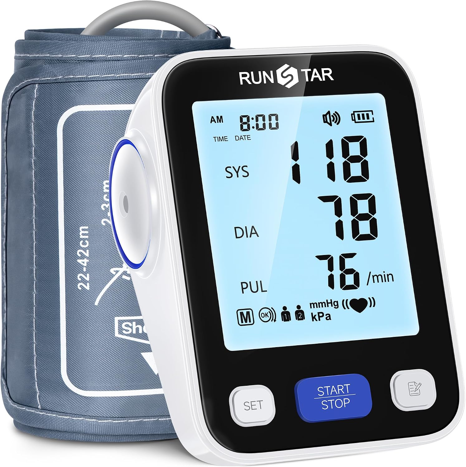 Runstar BP-205 Upper Arm Blood Pressure Monitor with Wide-Range Cuff and 2-User Memory