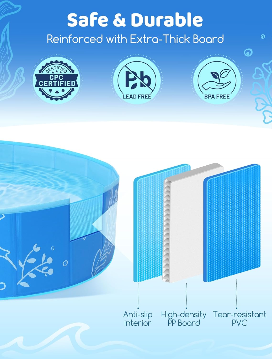 Thumbnail 5 de Hikiddy Foldable Kiddie Pool with Canopy (47in) — Sun Safe, Portable Backyard Water Fun