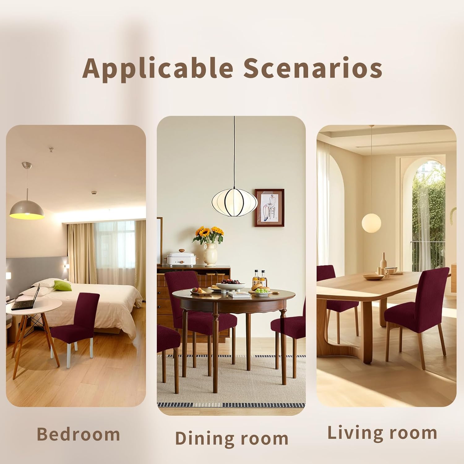 Thumbnail 6 de Ystyle housse de chaise élastique 6 pièces pour salle à manger (bordeaux)