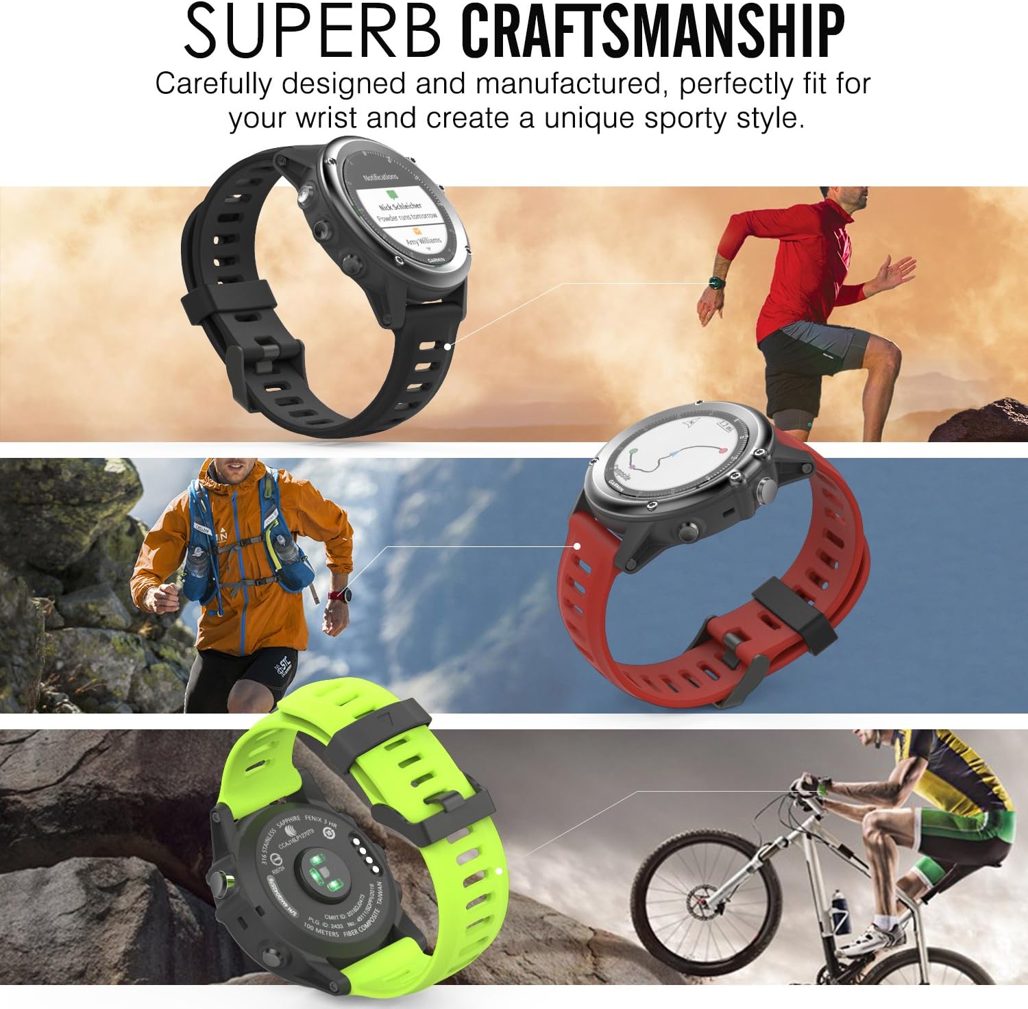 Thumbnail 4 de MoKo Watch Strap for Garmin Fenix 3 145–210mm