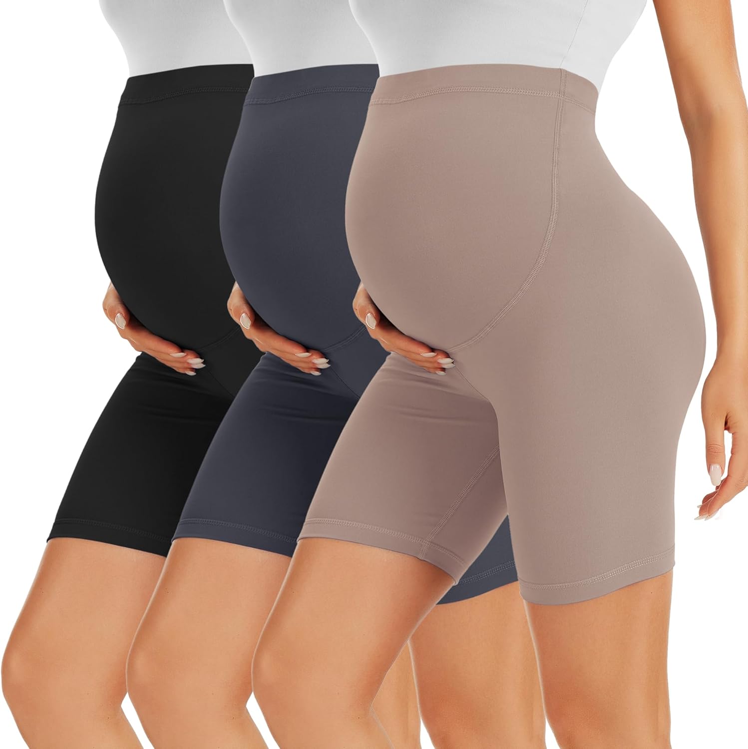 Detalle de VALANDY Creamlush Maternity Shorts Over The Belly