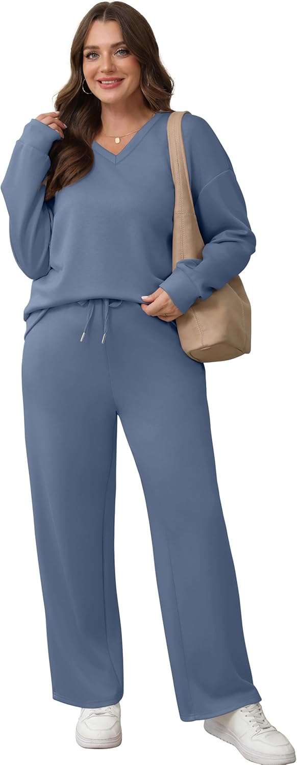 Detalle de WIHOLL Lounge Sets for Women 2026 V Neck 2 Piece Outfits – Cozy, Versatile, Everyday Essential