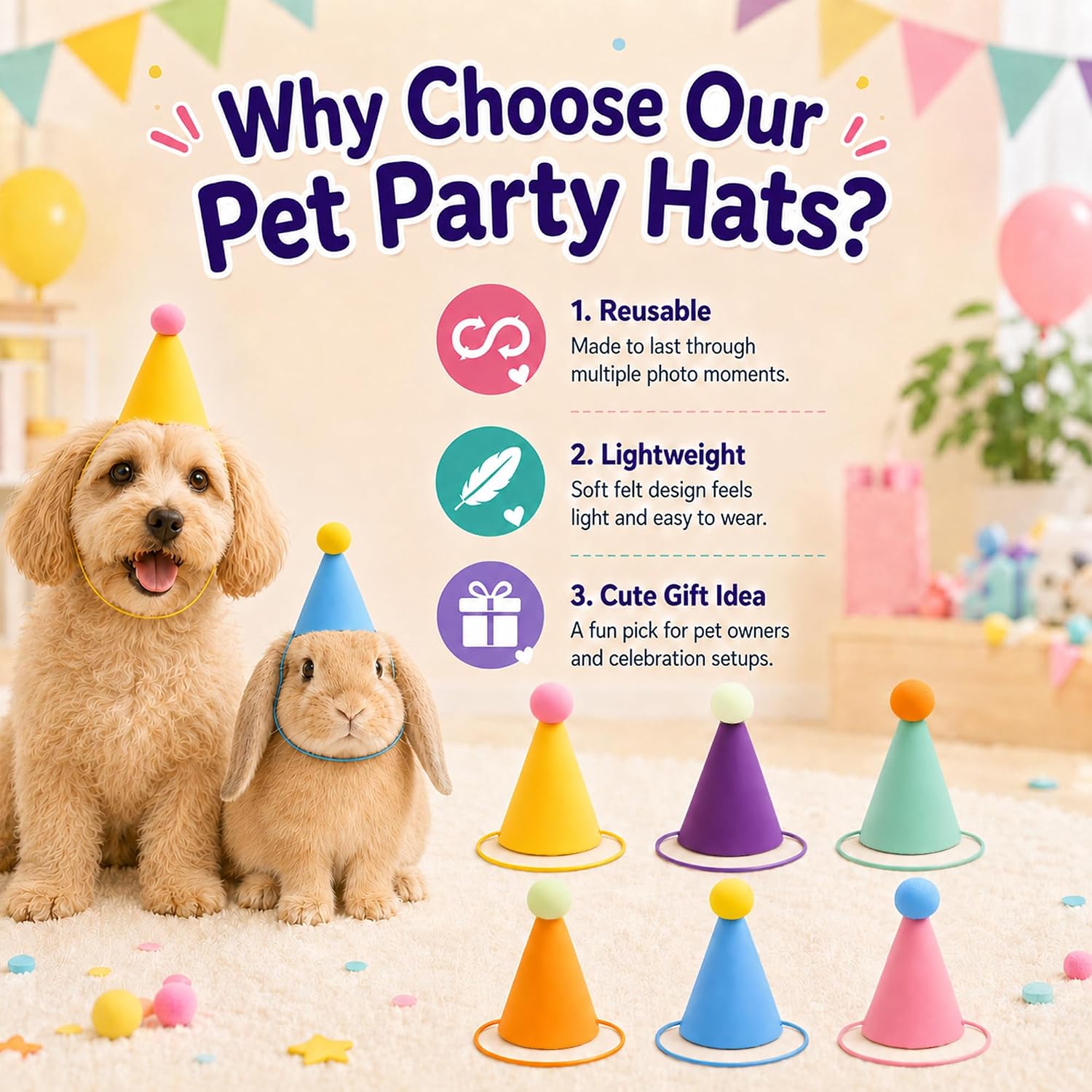 Thumbnail 2 de Doiitlyu Pet Party Hats 12-Pack