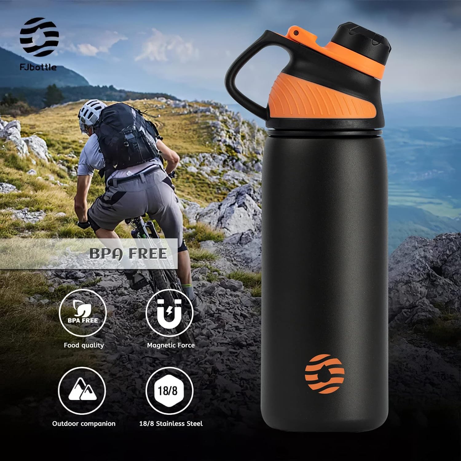 Detalle de Fjbottle 1.9L Stainless Steel Water Bottle with Magnetic Lid