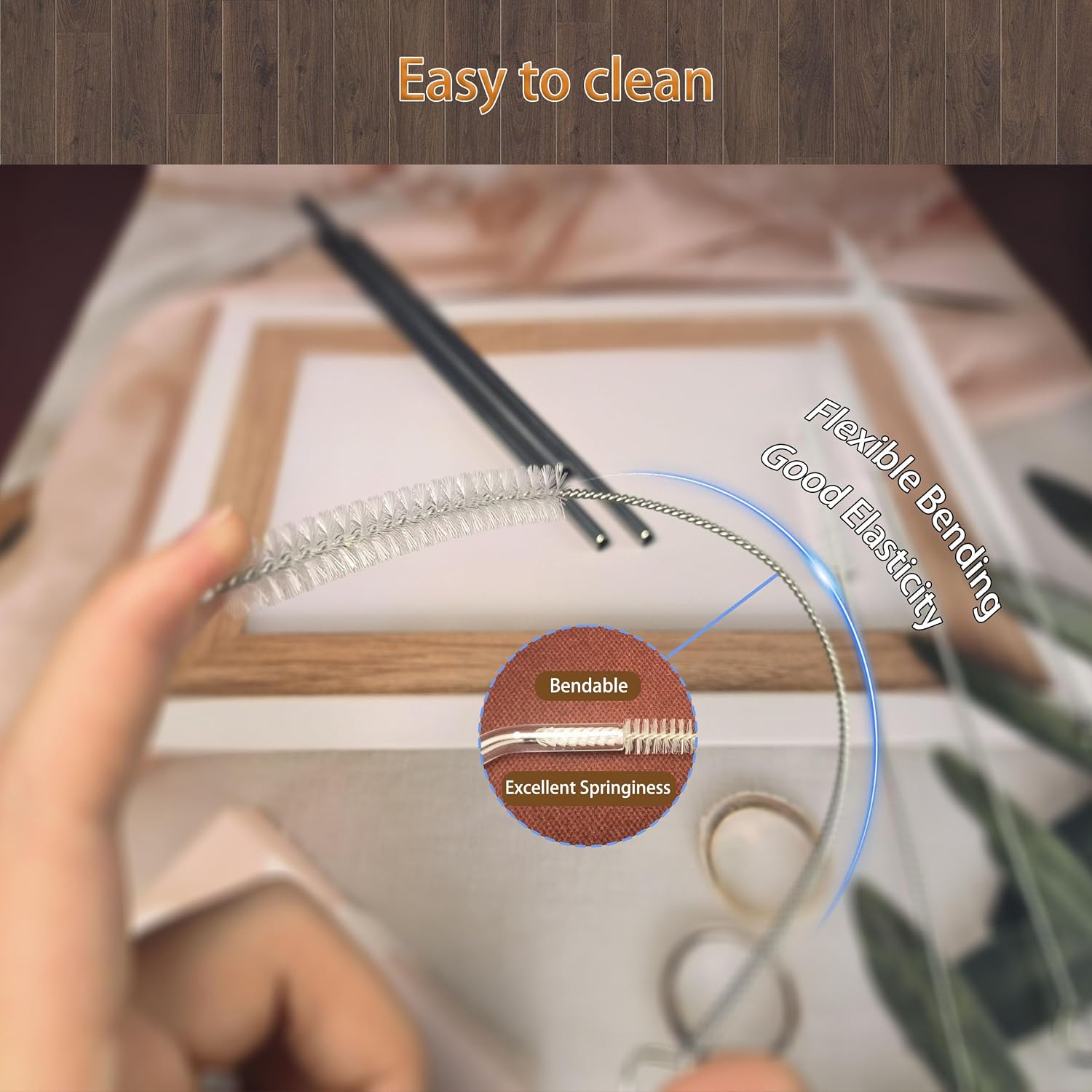 Thumbnail 2 de CIDYAUST Straw Cleaner Brush Extra Long 12 Inch 4-Pack – Durable, BPA-Free Stainless Steel Core Straw Cleaning Kit