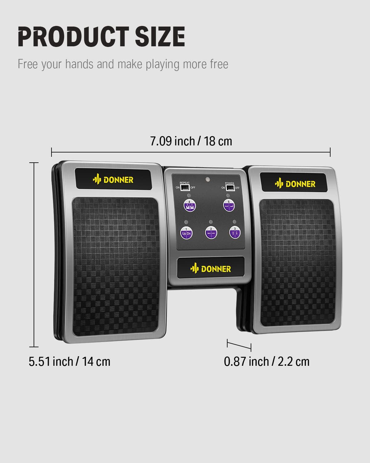 Thumbnail 2 de Donner EC960-1 Bluetooth Page Turner Pedal, Rechargeable, Silver
