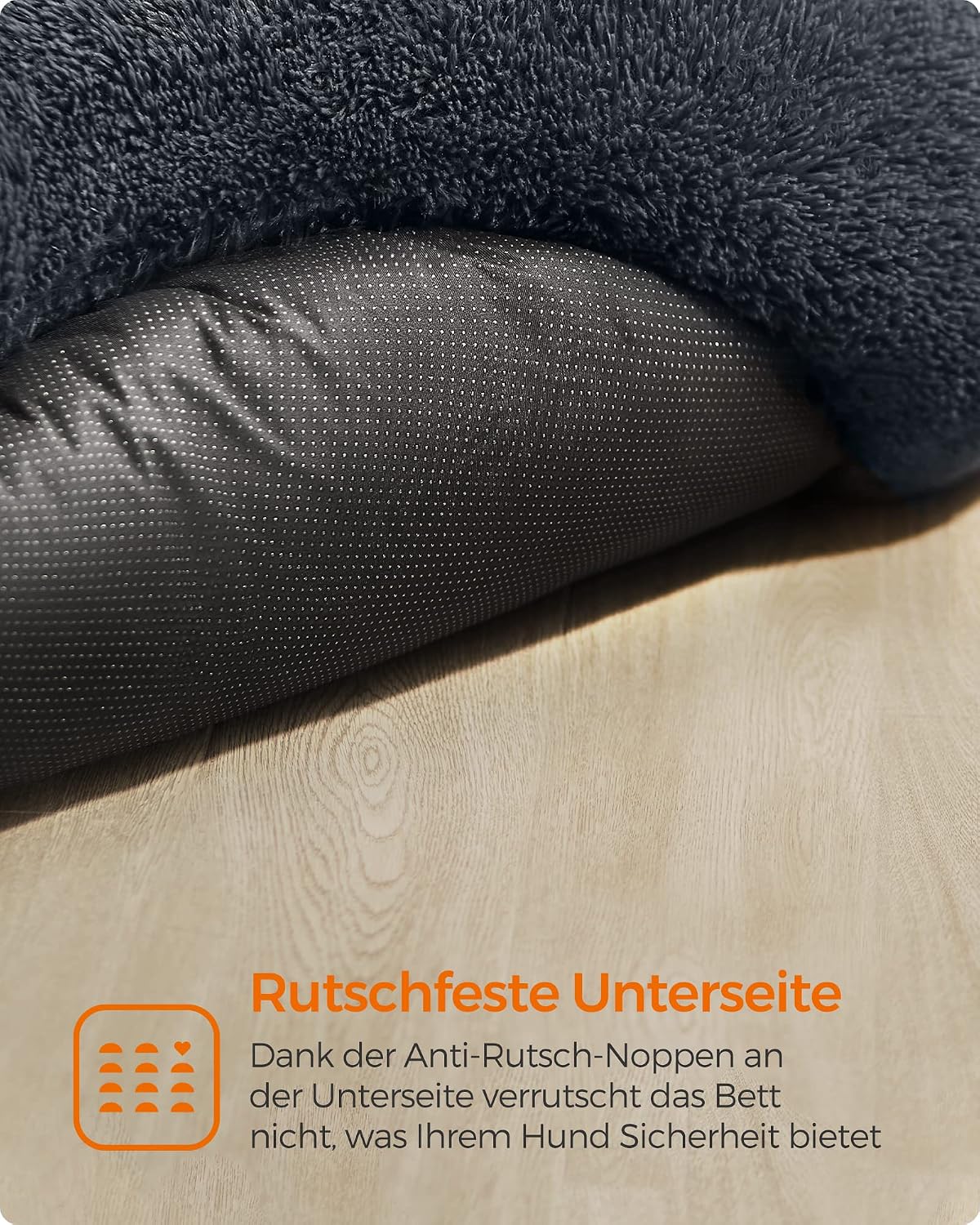 Thumbnail 6 de Feandrea Hundebett flauschig Donut-Kissen 120 cm (PGW043G02) – waschbar, herausnehmbare Mitte, Anti-Rutsch