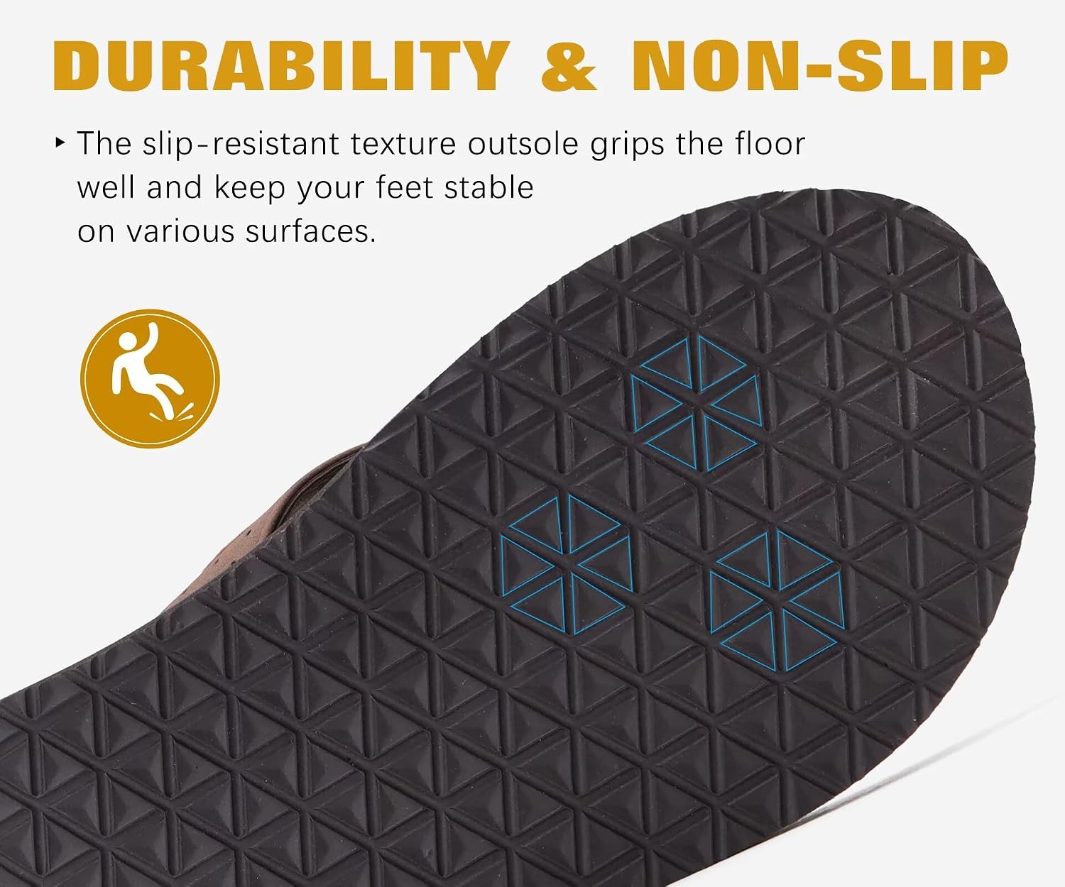 Detalle 2 de KuaiLu men’s flip flops with arch support, faux leather straps and cushioned yoga-foam footbed