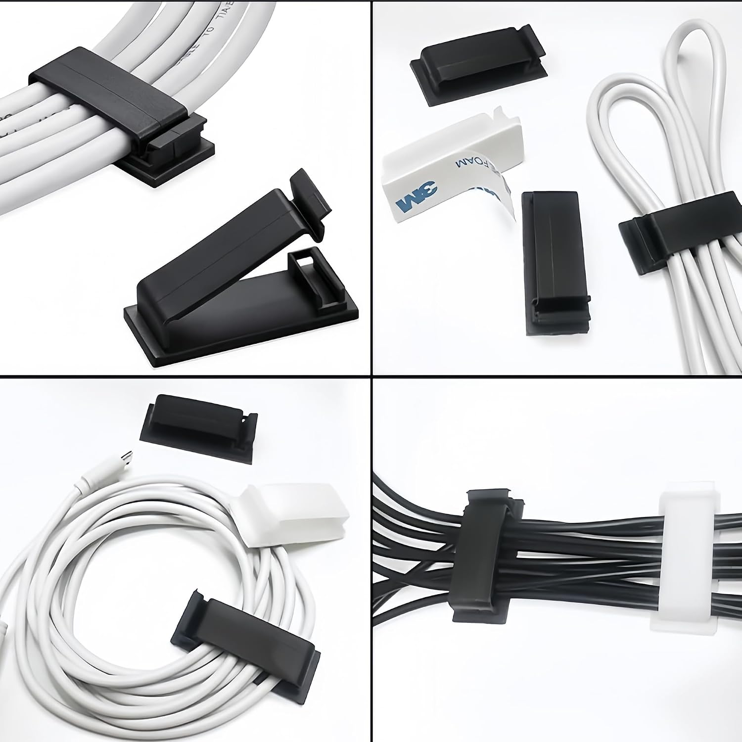 Detalle 1 de Clearhill FC30 zelfklevende kabelbeheerclips, 32,5 mm, zwart, 50 stuks