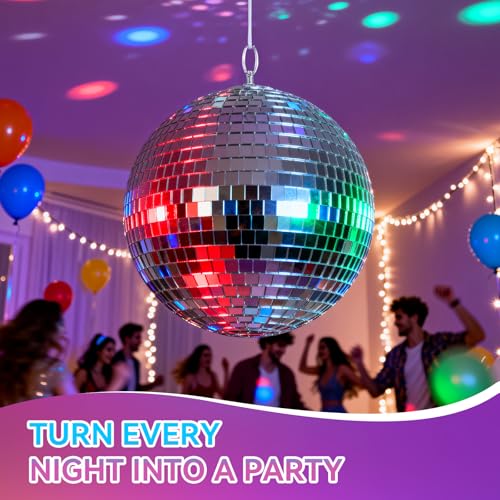 Detalle de Youdepot 20 cm Disco Ball 2 Pack – Silver Hanging Mirror Balls for Weddings, Parties and Home Décor