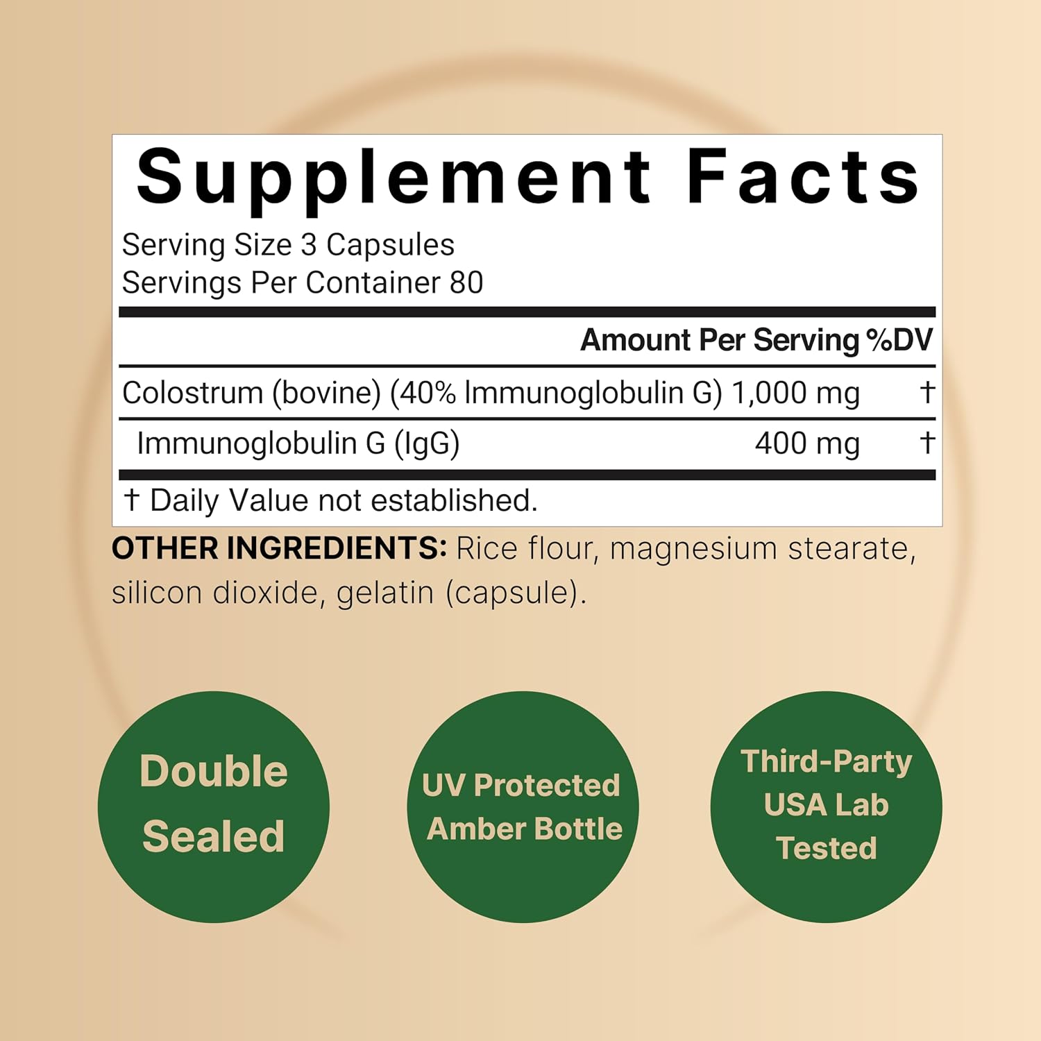 Detalle de NatureBell Bovine Colostrum Capsules, 240 Capsules