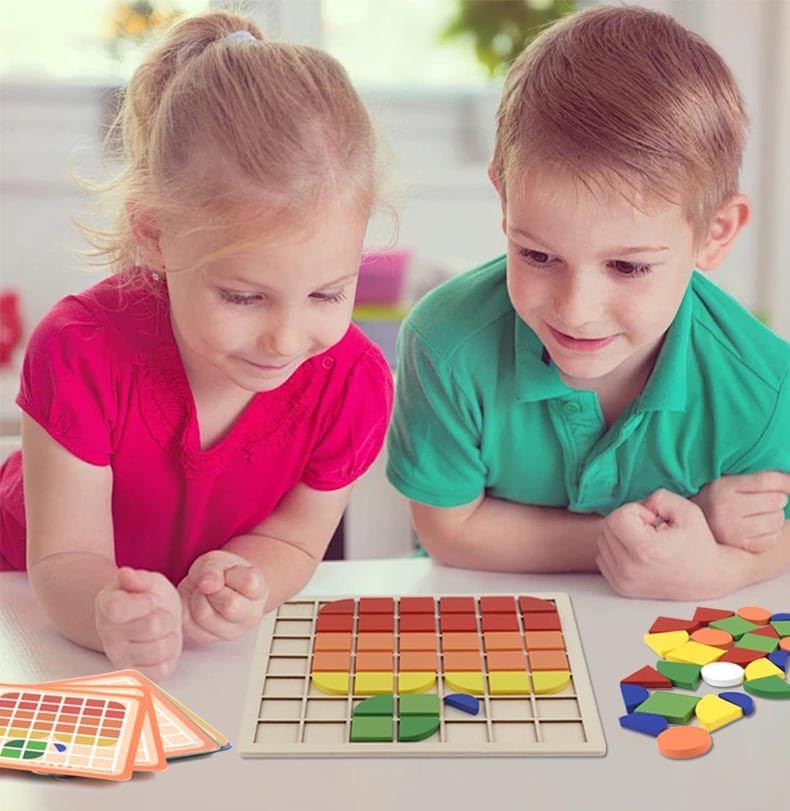 Thumbnail 2 de Dr. MUYA SD46 houten mozaïekpuzzel met 120 stukjes en 20 voorbeeldkaarten