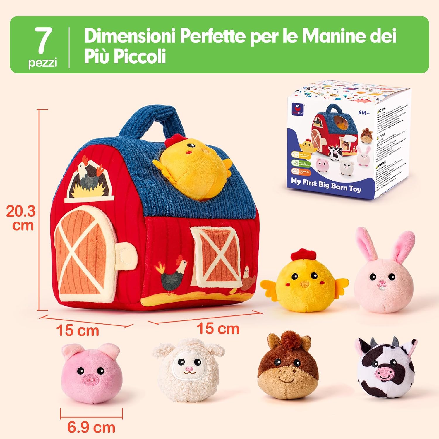 Detalle de hahaland Giochi Bambino 1 Anno Montessori, Casa Morbida Animali Fattoria