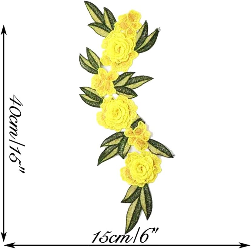 Detalle de Embroidered Flower Appliqué Patches 15-Inch