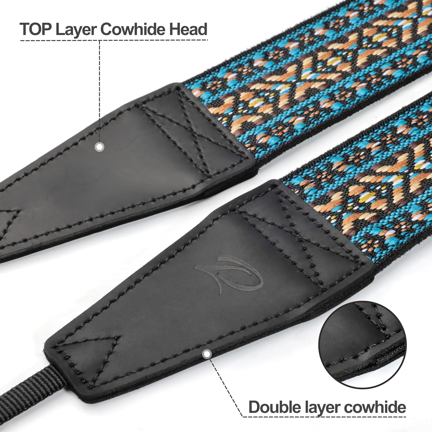 Thumbnail 1 de Padwa Lifestyle Camera Strap with 2" Full Grain Leather Ends – 5cm Wide Padded Strap, Quick Release for DSLR/SLR