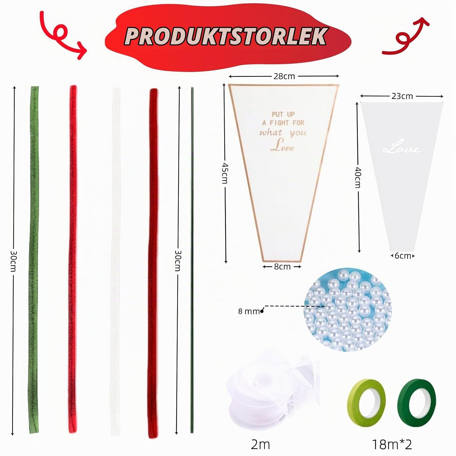 Thumbnail 2 de FINEVERNEK pysselset med piprensare för blombuketter, band och pärlor