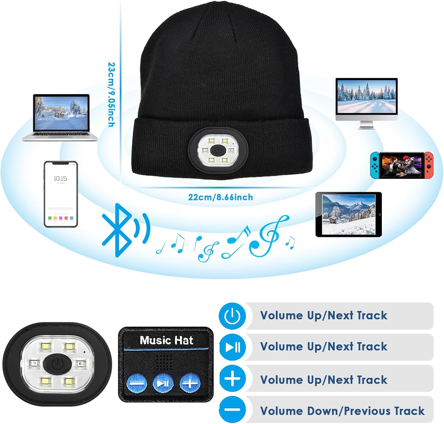 Detalle 1 de Lenski Bluetooth Beanie Hat with LED