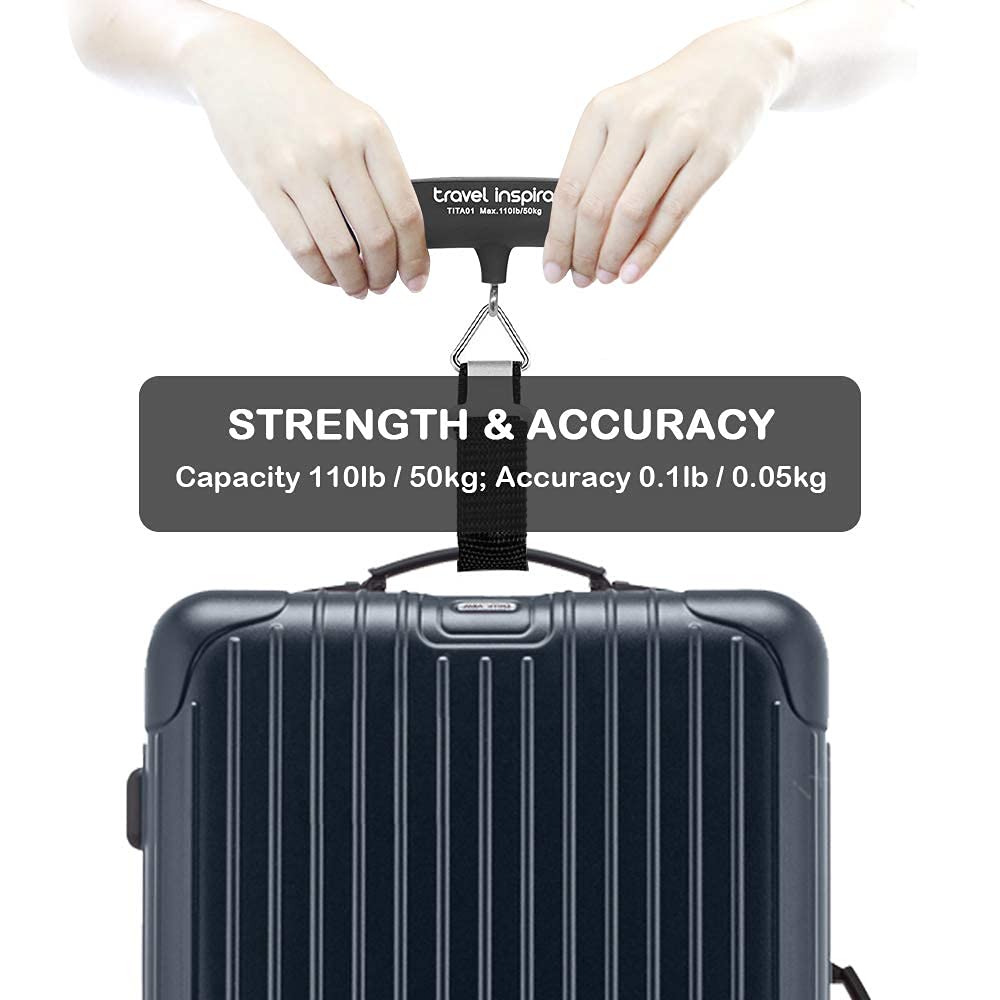 Detalle de Travel Inspira Pèse Bagage — Balance Valise Numérique 50 kg/110 lb avec Mesure de Température et Arrêt Automatique