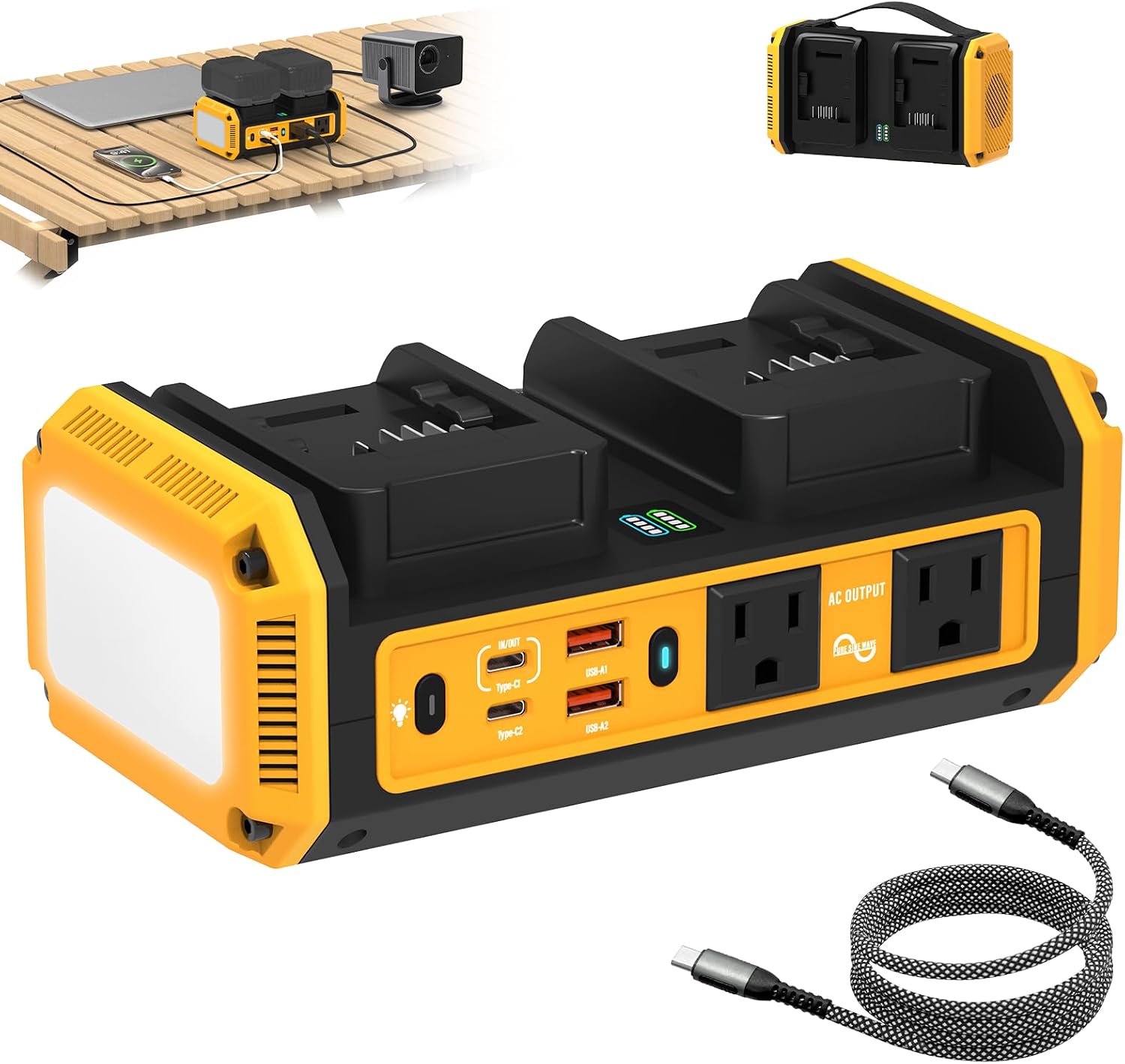 Detalle de Kzreect 350W Pure Sine Wave Inverter for Dewalt 20V Batteries